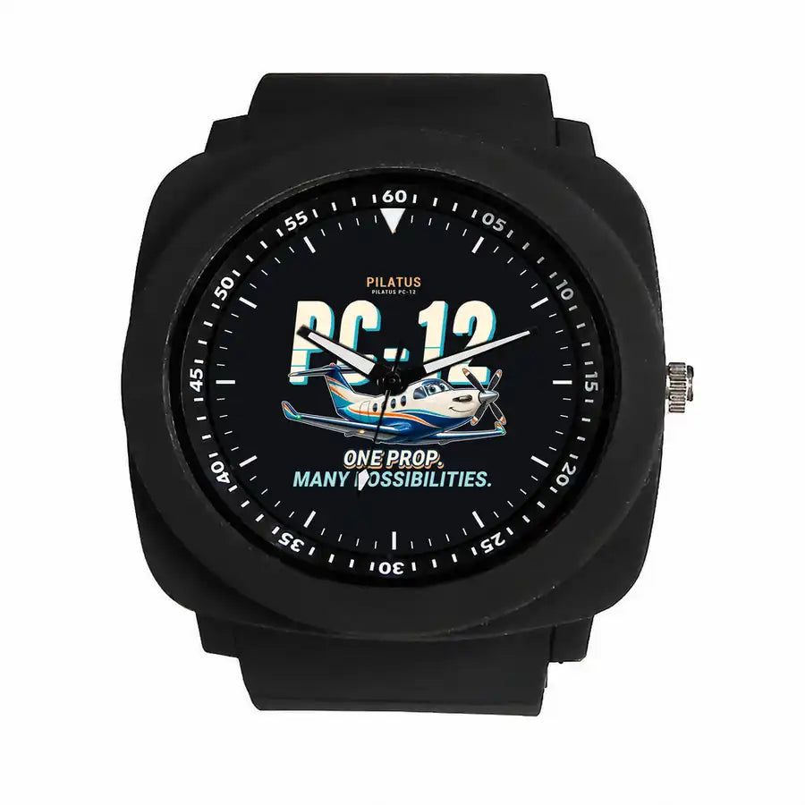 Pilatus PC-12 PRO - Cartoon - Rubber Strap - Black