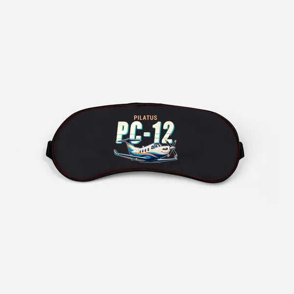 Pilatus PC-12 PRO - Cartoon - Sleep Mask - Black