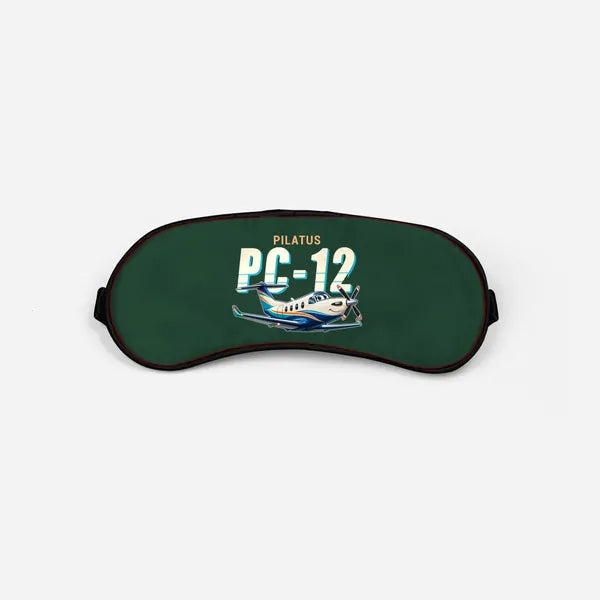 Pilatus PC-12 PRO - Cartoon - Sleep Mask - Dark Green