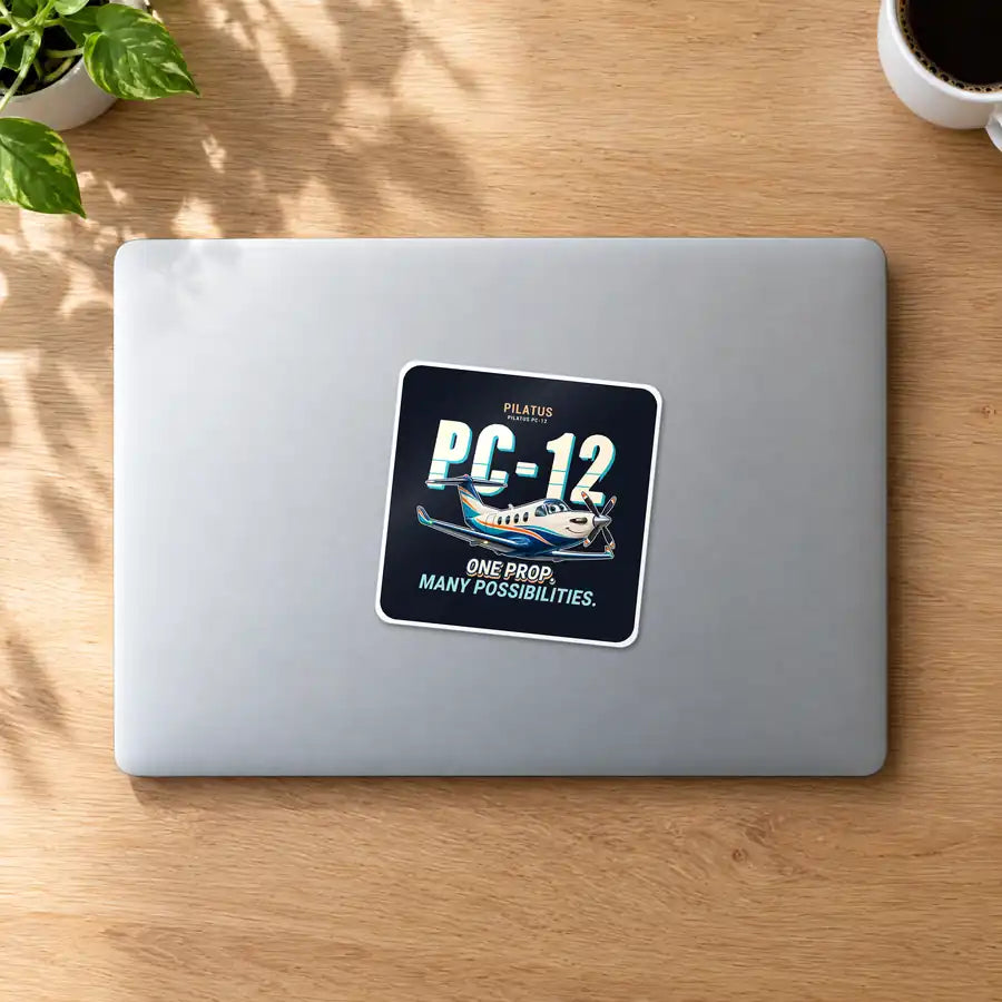 Pilatus PC-12 PRO - Cartoon - Square Sticker - MacBook