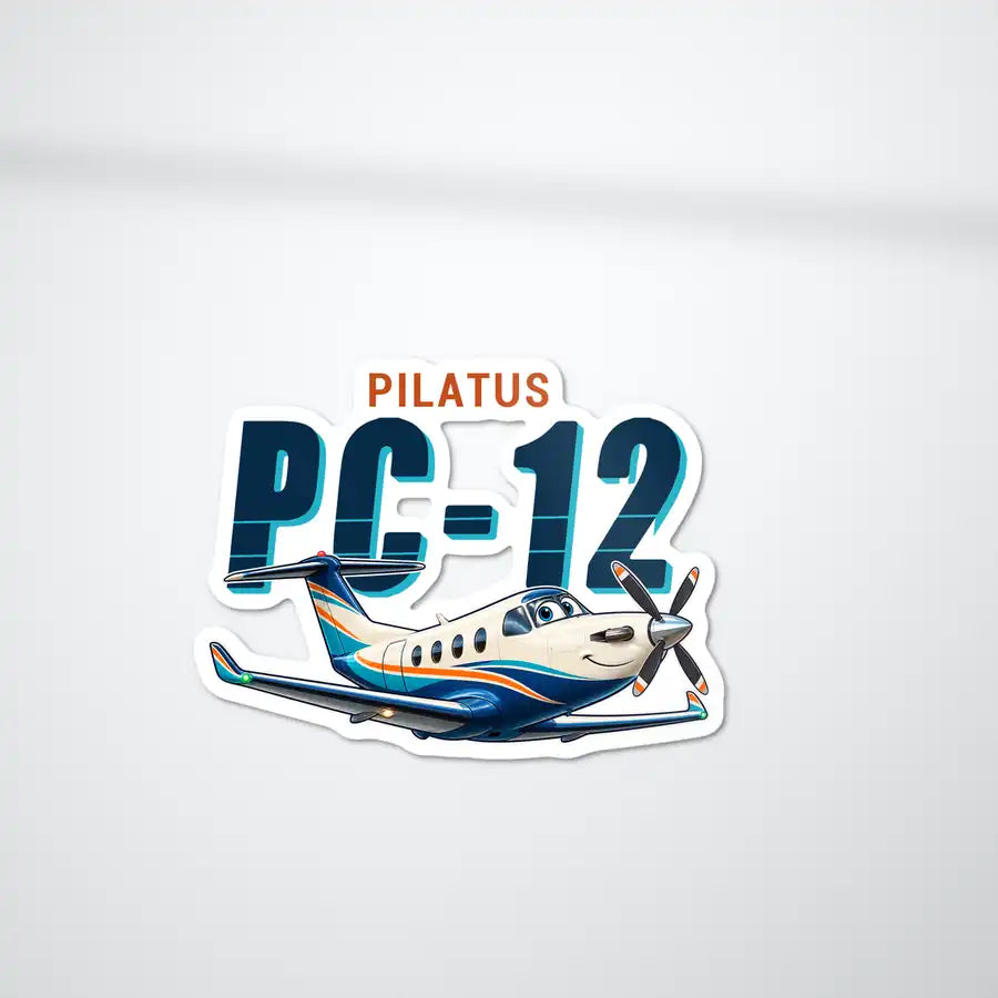 Pilatus PC-12 PRO - Cartoon Die-Cut - Die-Cut - White Car