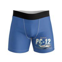 Thumbnail for Pilatus PC-12 PRO - Men Boxers - Cartoon - Blue