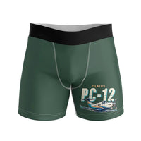 Thumbnail for Pilatus PC-12 PRO - Men Boxers - Cartoon - Dark Green