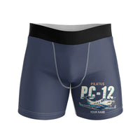 Thumbnail for Pilatus PC-12 PRO - Men Boxers - Cartoon + Name - Navy Blue