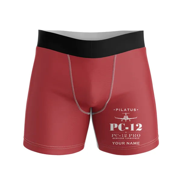 Pilatus PC-12 PRO - Men Boxers - Heritage + Name - Red