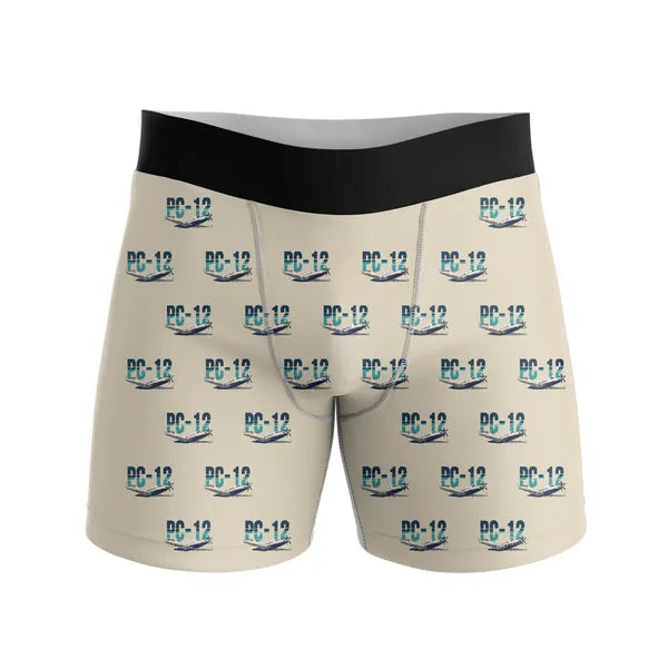 Pilatus PC-12 PRO - Men Boxers - Original Pattern - Beige