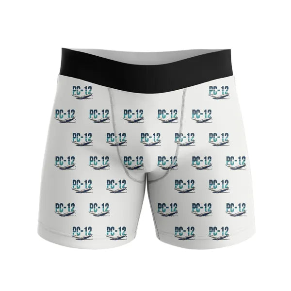 Pilatus PC-12 PRO - Men Boxers - Original Pattern - White