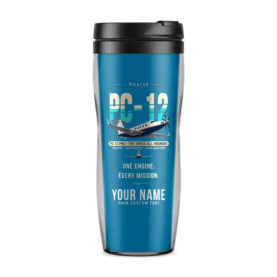 Pilatus PC-12 PRO - Original + Name - Plastic (No Holder) - Light Blue