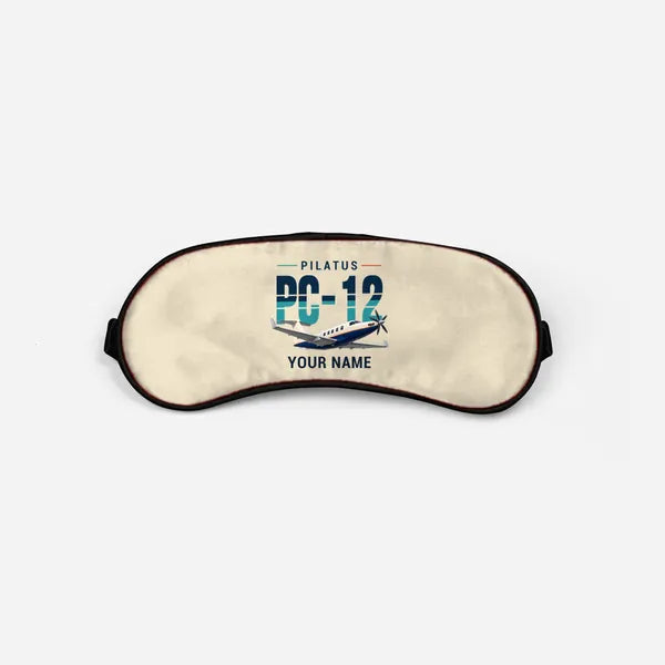 Pilatus PC-12 PRO - Original + Name - Sleep Mask - Beige