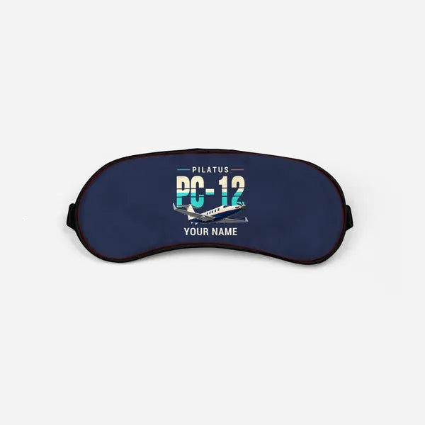 Pilatus PC-12 PRO - Original + Name - Sleep Mask - Navy Blue