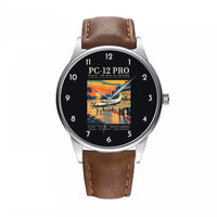 Thumbnail for Pilatus PC-12 PRO - Poster - Leather Strap - Brown Leather Strap