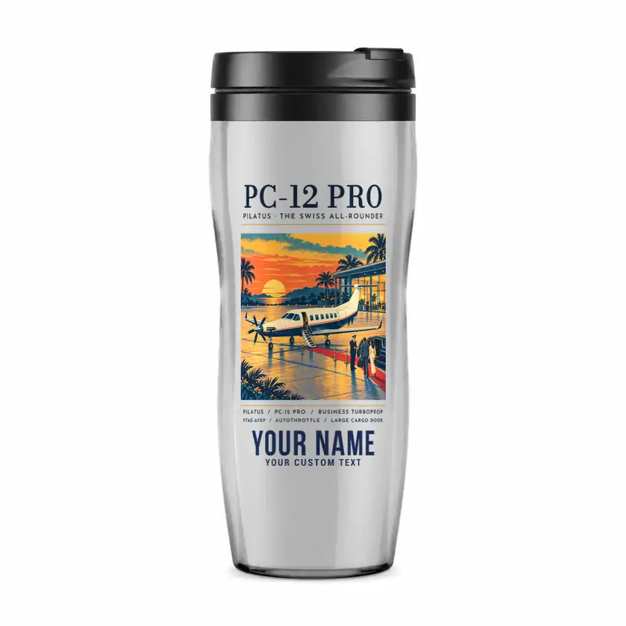 Pilatus PC-12 PRO - Poster + Name - Plastic (No Holder) - Light Gray