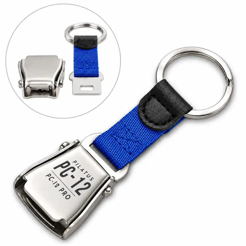 Pilatus PC-12 PRO - Seat Belt Key Chain - Tag - Blue