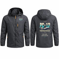 Thumbnail for Pilatus PC-12 PRO Stylish Jackets - Hooded Windbreaker - Original - Charcoal