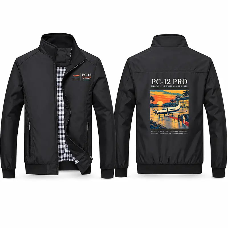 Pilatus PC-12 PRO Stylish Jackets - Stand Collar - Poster - Black