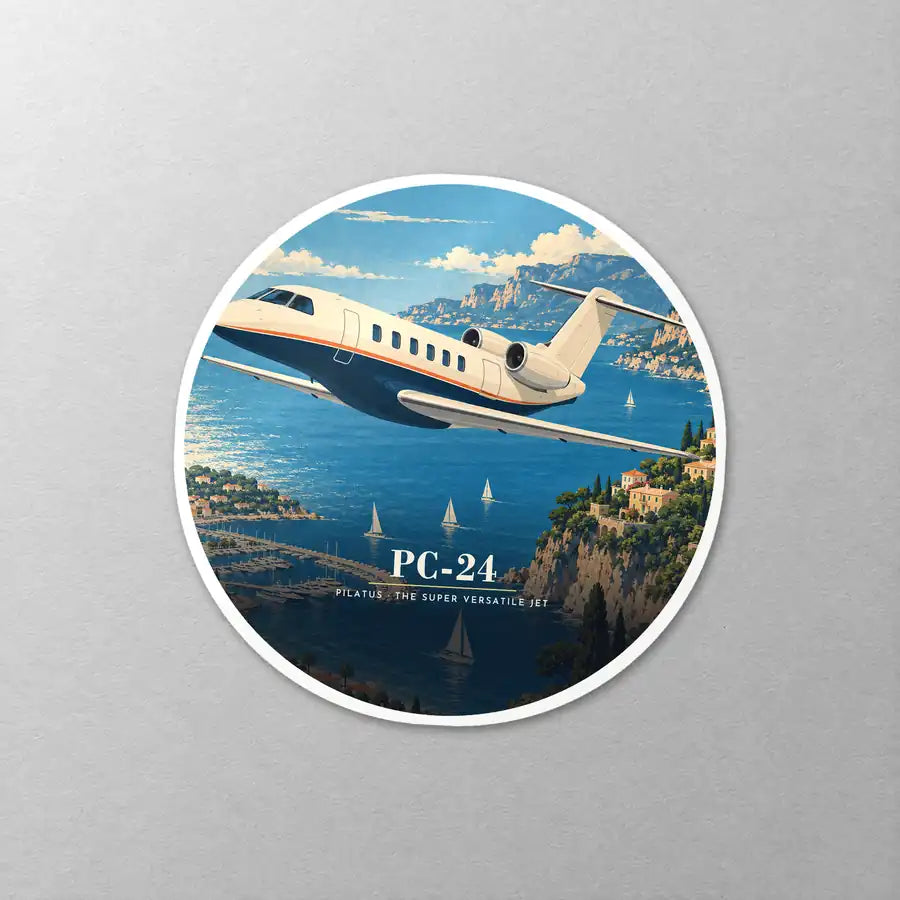 Pilatus PC-24 - 3D - Circle Sticker - Close-up