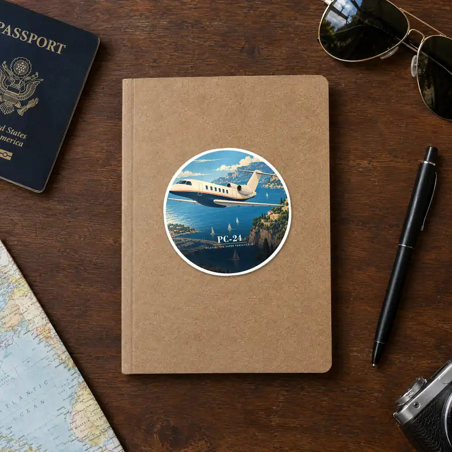 Pilatus PC-24 - 3D - Circle Sticker - Notebook