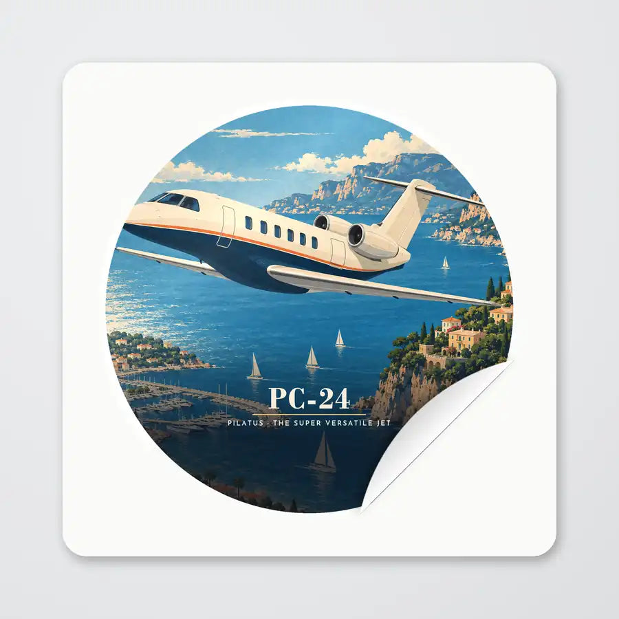 Pilatus PC-24 - 3D - Circle Sticker - Peel