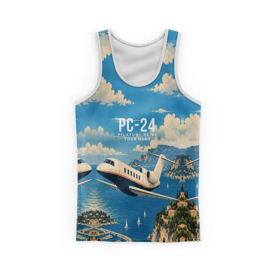 Pilatus PC-24 3D All-Over Print Clothing - Tank Top - 3D + Name