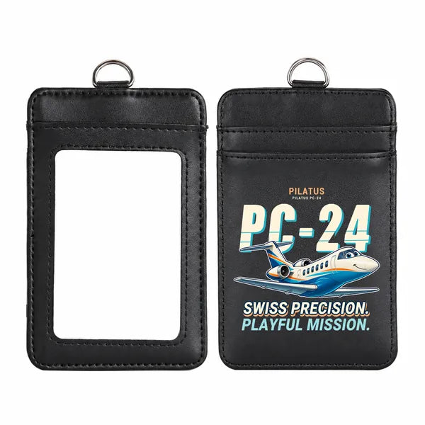 Pilatus PC-24 - Cartoon - ID Card Holder - Black