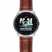 Thumbnail for Pilatus PC-24 - Cartoon - Leather Strap - Striped Brown Leather Strap