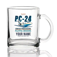Thumbnail for Pilatus PC-24 - Cartoon + Name - Coffee & Tea Glass