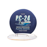 Thumbnail for Pilatus PC-24 - Cartoon + Name - Pin - Navy Blue