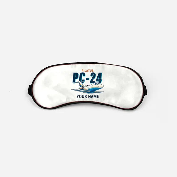 Pilatus PC-24 - Cartoon + Name - Sleep Mask - White