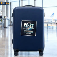 Thumbnail for Pilatus PC-24 - Cartoon + Name - Square Sticker - Suitcase