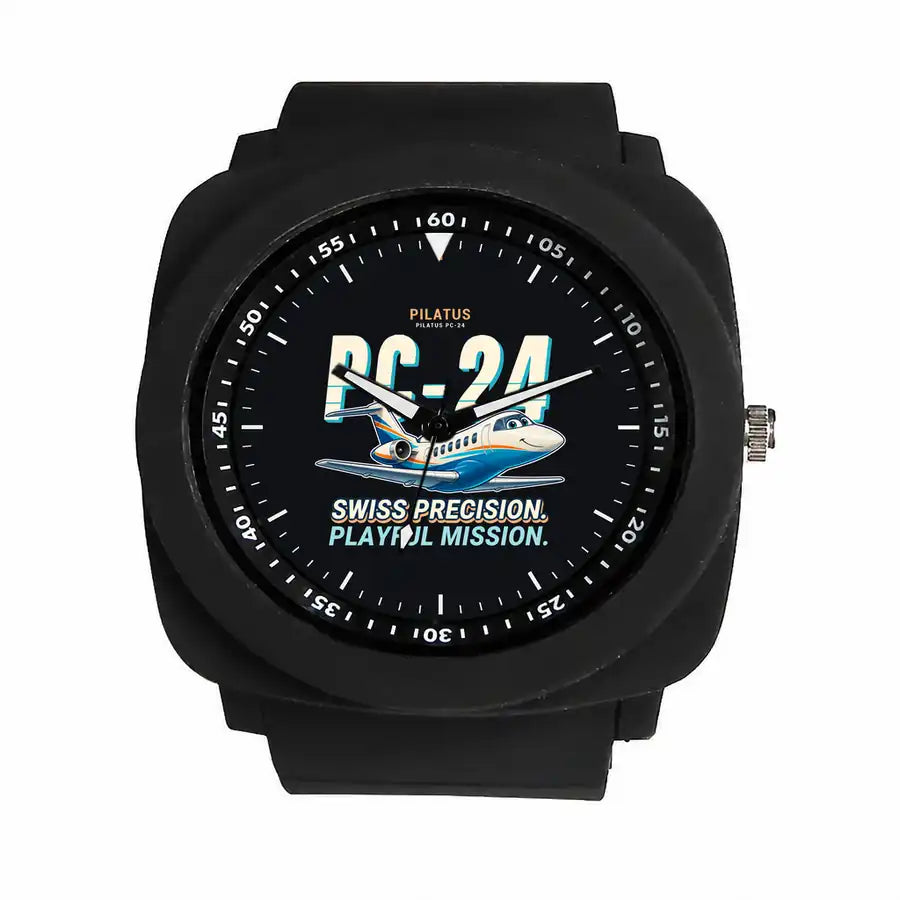 Pilatus PC-24 - Cartoon - Rubber Strap - Black