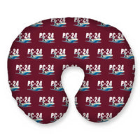 Thumbnail for Pilatus PC-24 - Cartoon Seamless - Travel Pillow - Burgundy