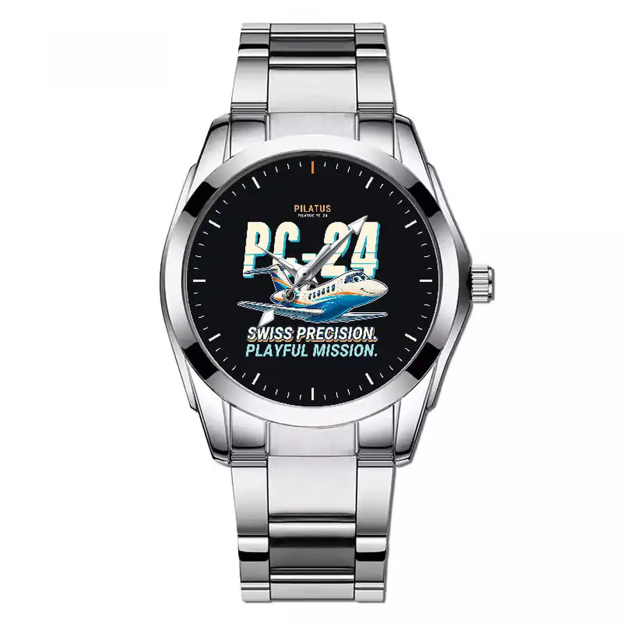 Pilatus PC-24 - Cartoon - Stainless Steel Band - For Men