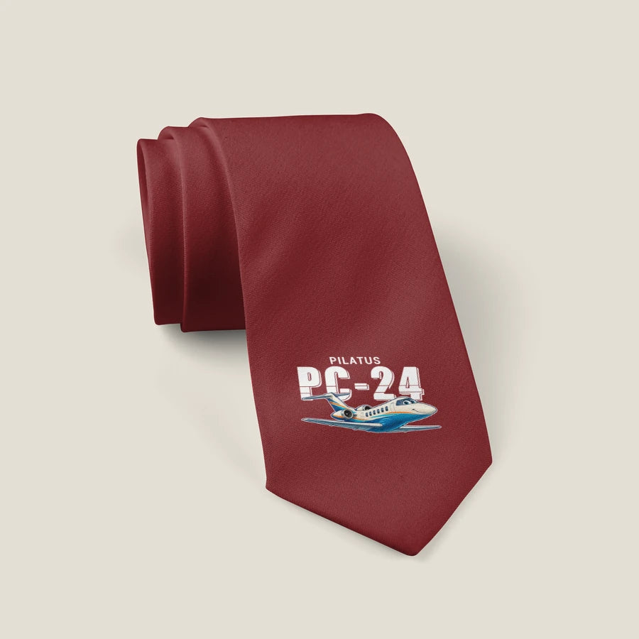Pilatus PC-24 - Cartoon - Tie - Dark Red