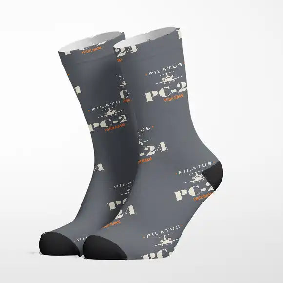 Pilatus PC-24 - Heritage + Name - Socks - Grey