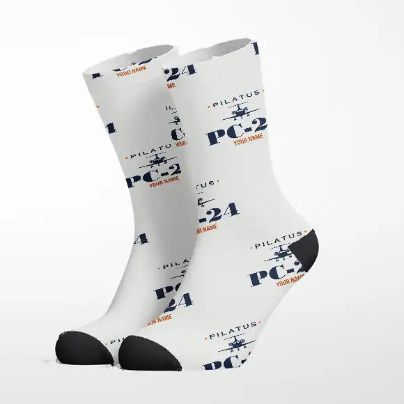 Pilatus PC-24 - Heritage + Name - Socks - White