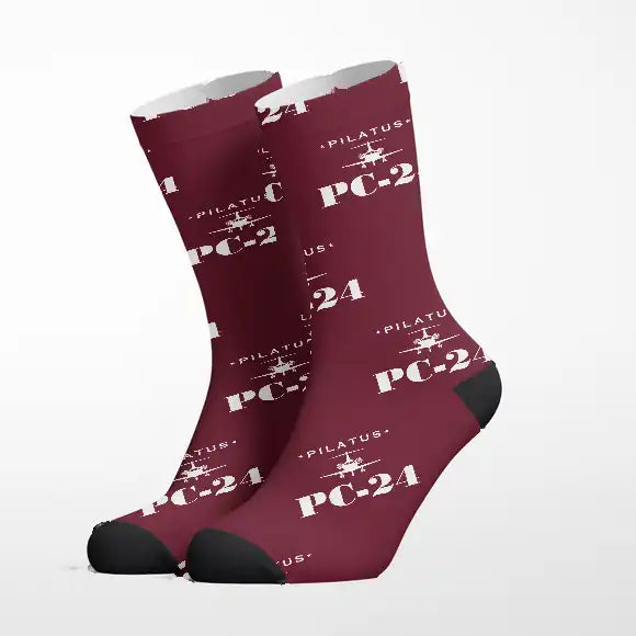 Pilatus PC-24 - Heritage - Socks - Burgundy