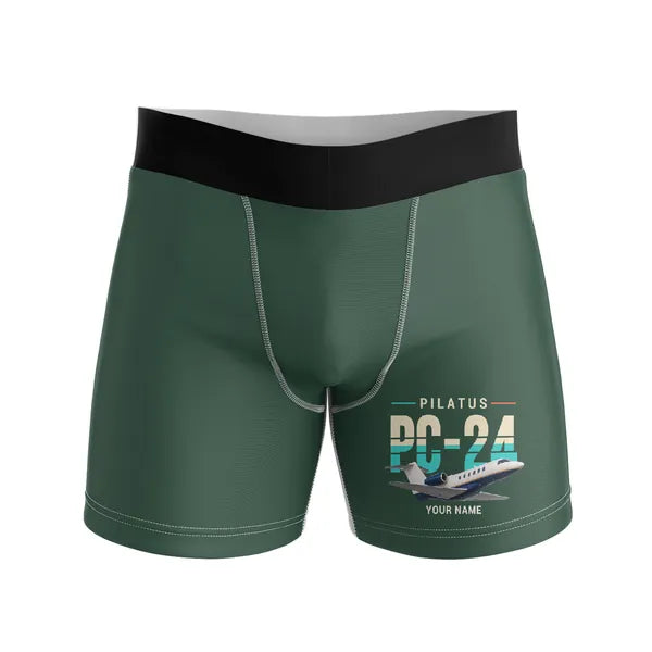 Pilatus PC-24 - Men Boxers - Original + Name - Dark Green