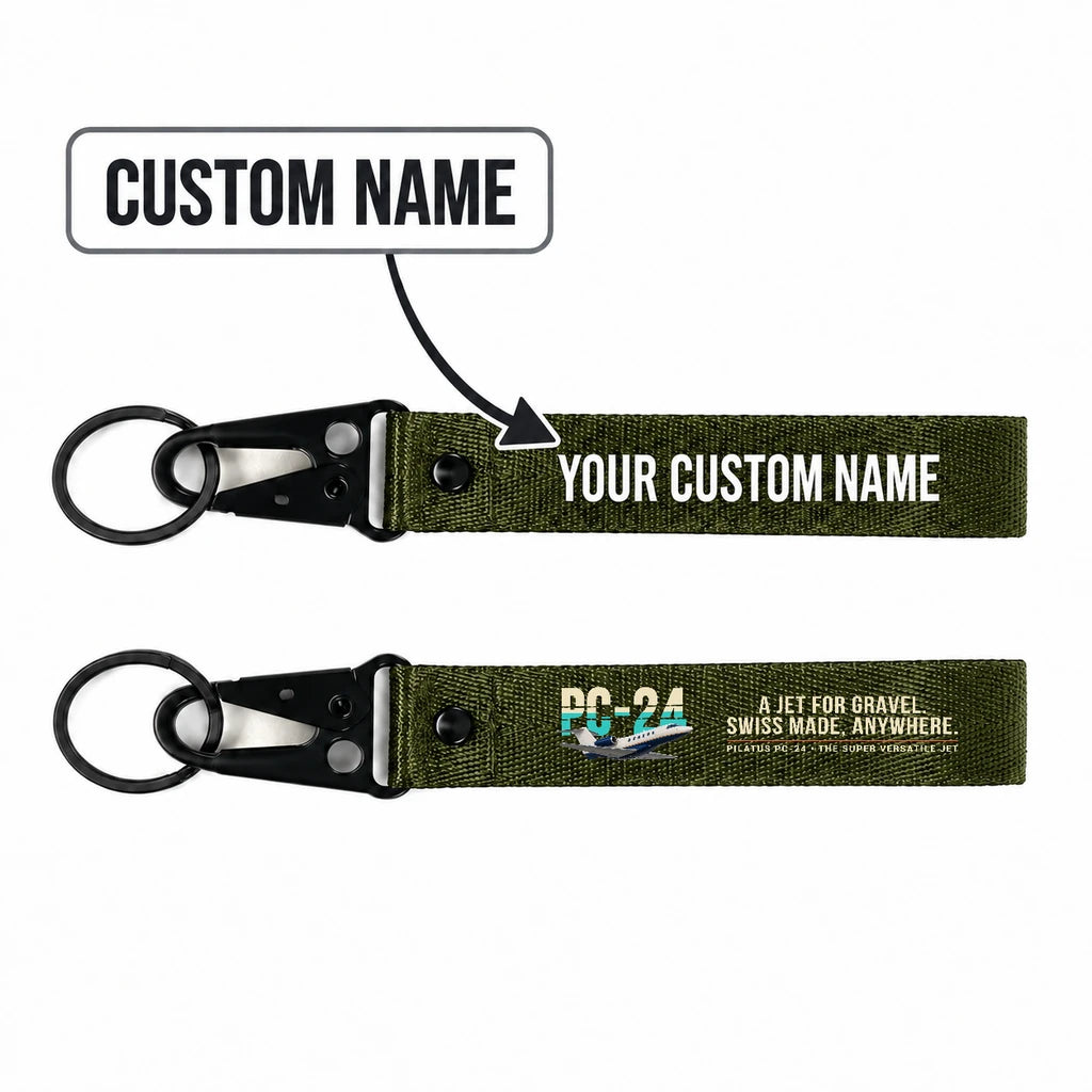Pilatus PC-24 Hawk-Shaped Key Chains - Dark Green - Original - Personalized