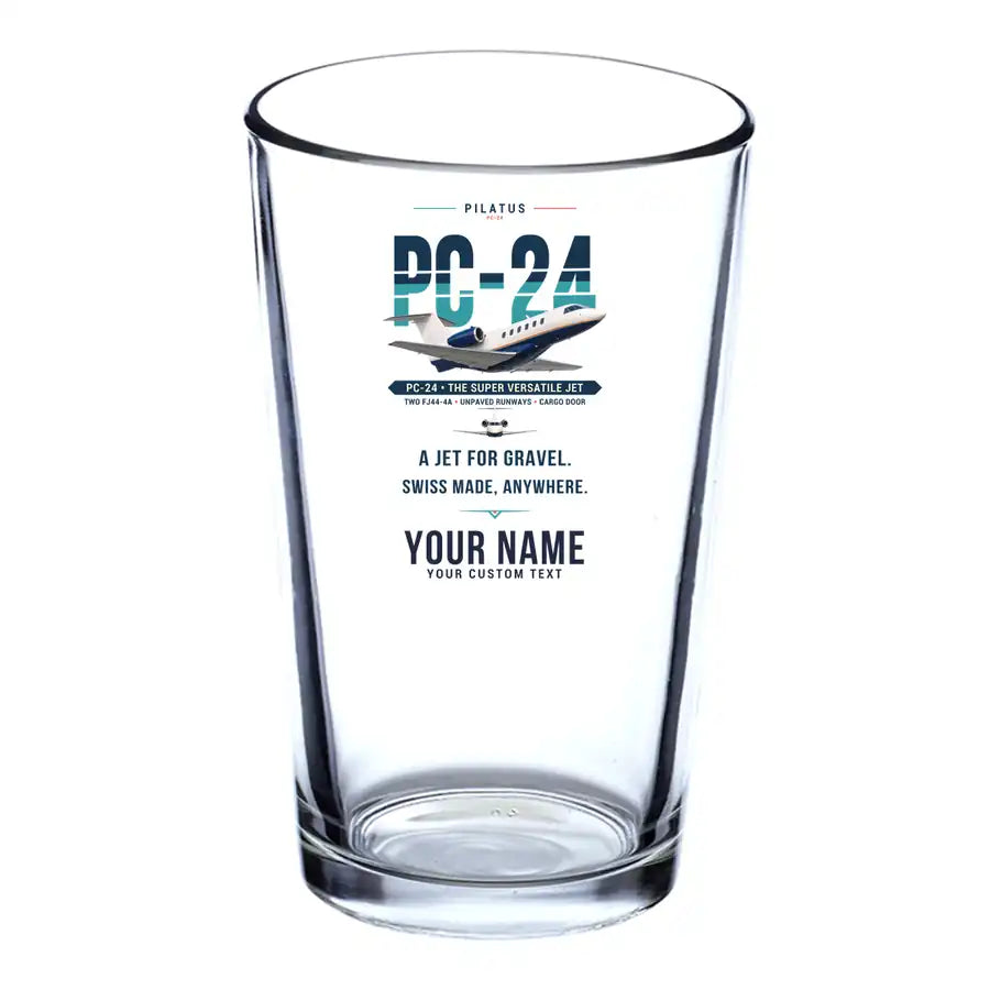 Pilatus PC-24 - Original + Name - Beer & Water Glass