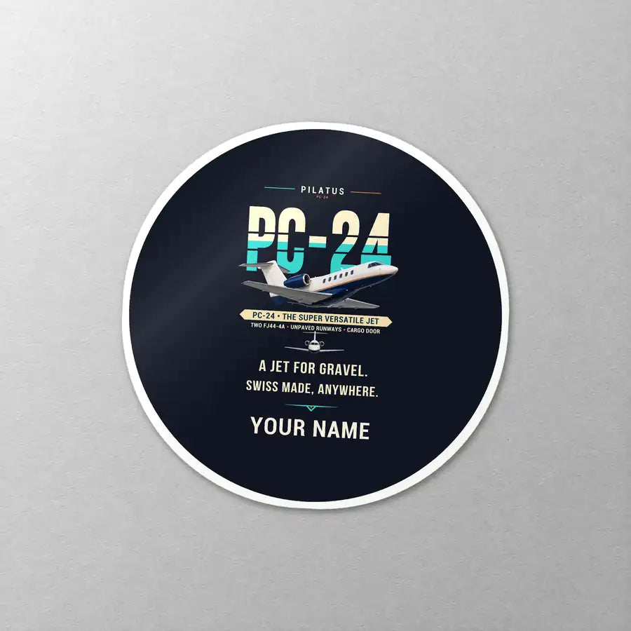 Pilatus PC-24 - Original + Name - Circle Sticker - Close-up
