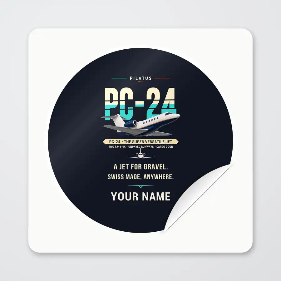 Pilatus PC-24 - Original + Name - Circle Sticker - Peel