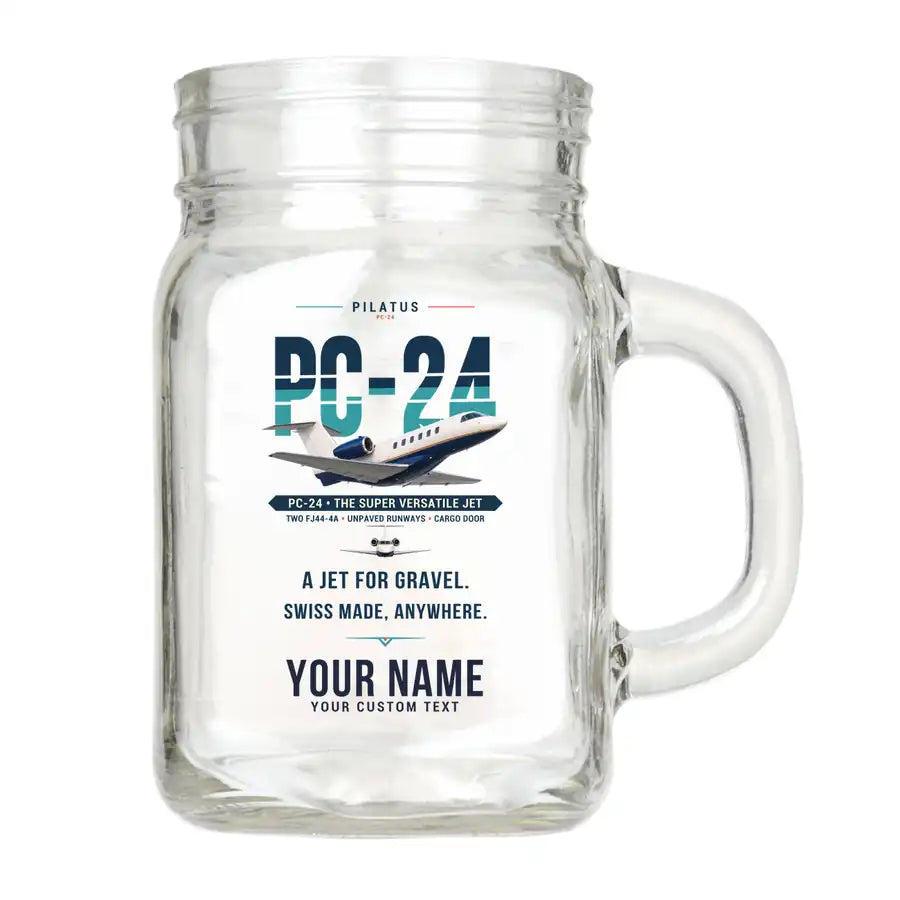 Pilatus PC-24 - Original + Name - Cocktail Glass (Mason Jar)