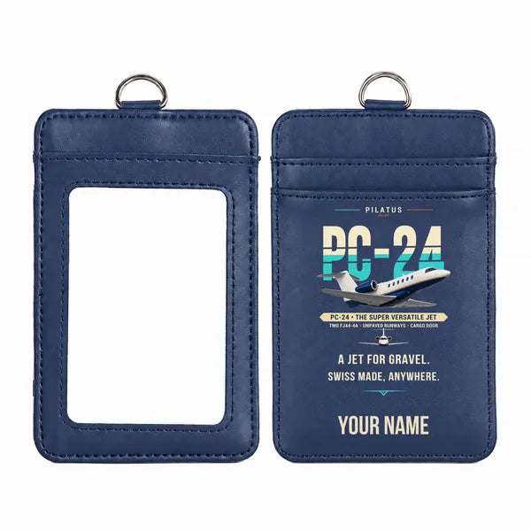Pilatus PC-24 - Original - ID Card Holder - Navy Blue + Name