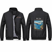 Thumbnail for Pilatus PC-24 Stylish Jackets - Stand Collar - Poster - Black