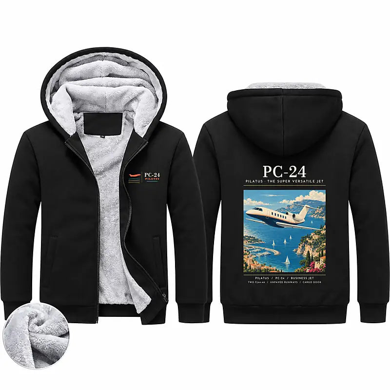 Pilatus PC-24 Zipped Sweatshirts - Poster - Black
