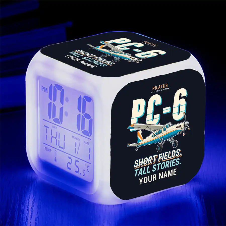 Pilatus PC-6 Porter - Cartoon + Name - Alarm Clock