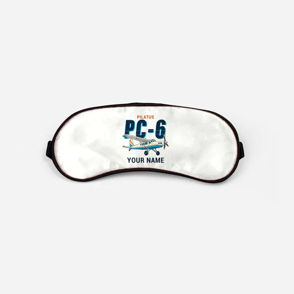 Pilatus PC-6 Porter - Cartoon + Name - Sleep Mask - White