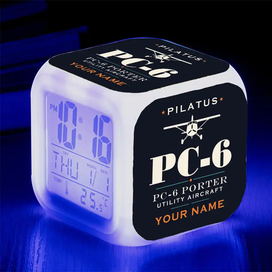 Pilatus PC-6 Porter - Heritage + Name - Alarm Clock