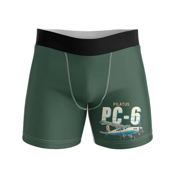 Pilatus PC-6 Porter - Men Boxers - Cartoon - Dark Green