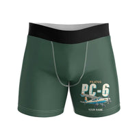 Thumbnail for Pilatus PC-6 Porter - Men Boxers - Cartoon + Name - Dark Green